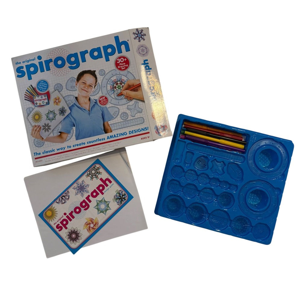Original Spirograph 30+ Piece Drawing Set with Markers and Design Guide